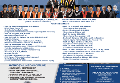 Universitas Indonesia dan PERADI Profesional Buka Pendaftaran PKPA Angkatan I 2026, Hadirkan Pengajar dari MA, Kejaksaan hingga KPK Universitas Indonesia dan PERADI Profesional Buka Pendaftaran PKPA Angkatan I 2026, Hadirkan Pengajar dari MA, Kejaksaan hingga KPK